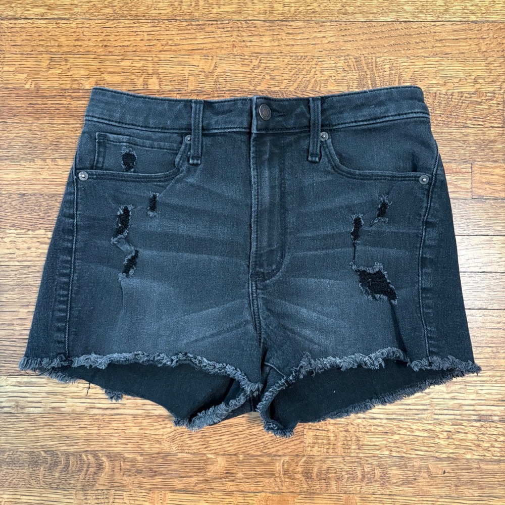 Abercrombie &‎ Fitch Womens Black Distressed Denim Shorts Size 6/W28